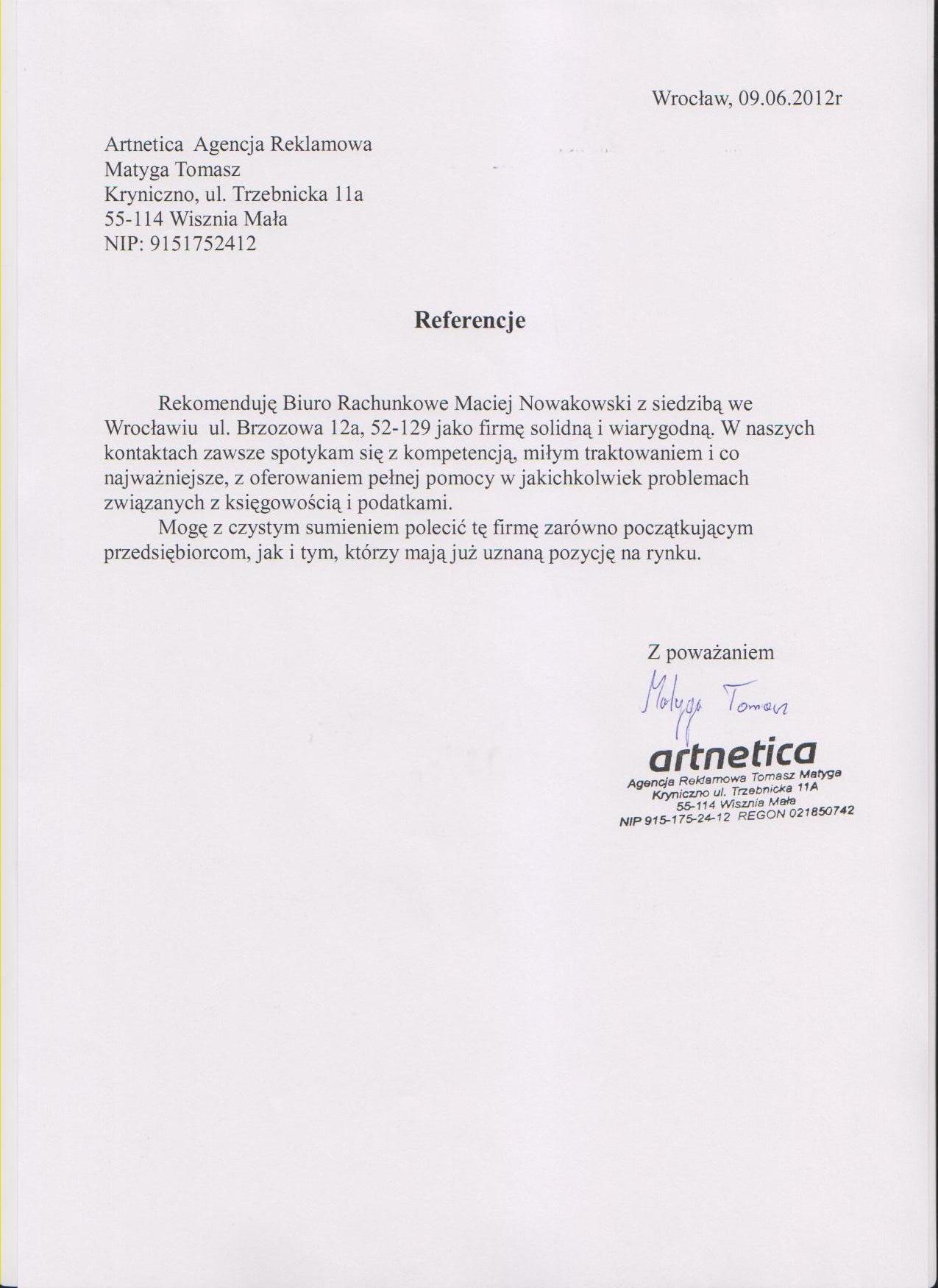 Artnetica Agencja Reklamowa Matyga Tomasz